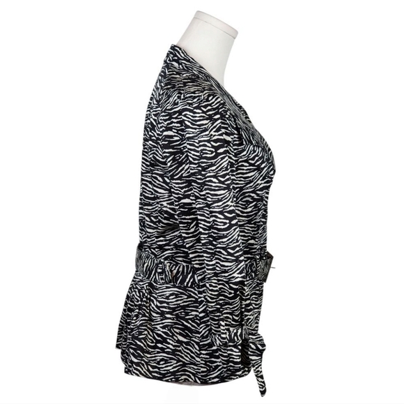 Marisa Christina Vintage Zebra Print Belted Peplum Jacket M Animal Print Blazer - Picture 3 of 10